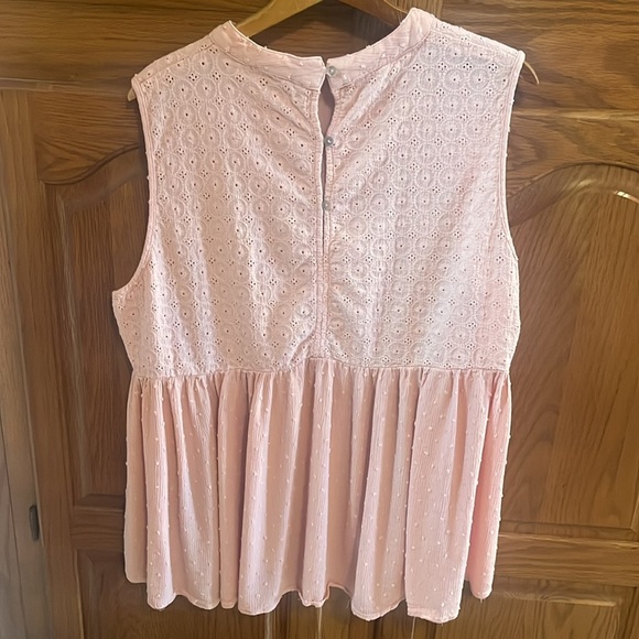 Pink Sleeveless Eyelet Top - Picture 3 of 3